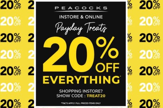 20% off at Peacocks!