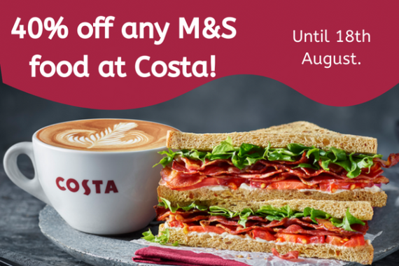 Get 40% off M&S food at Costa